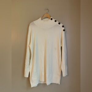 Anthropologie Sweater  cream Ivory buttons oversize minimalist